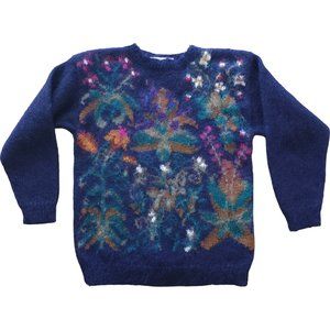 Vintage navy abstract mohair blend sweater